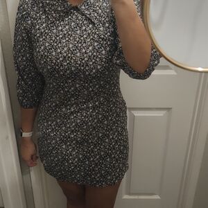 FP Movement by Free People Black Floral Mini Dress